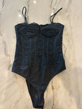 Report Black Lace Bustier Bodysuit